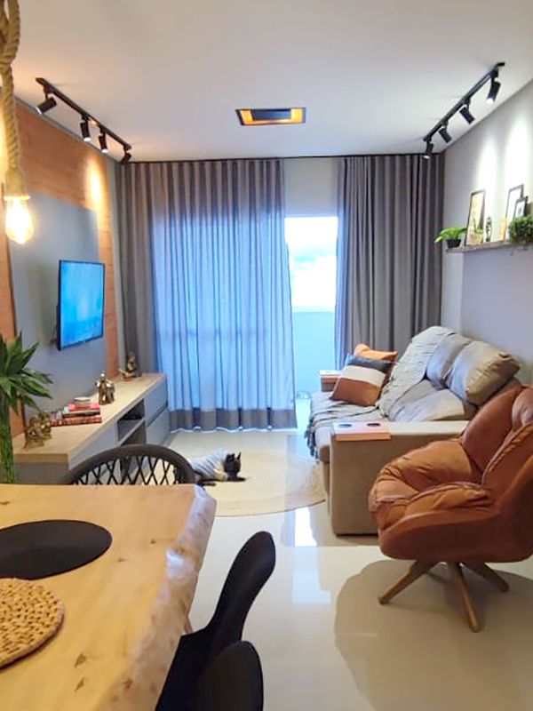 Para Trilho Simples - 300cm x 251cm - Glam Titânio com Microfibra Branca · Luiz Carlos