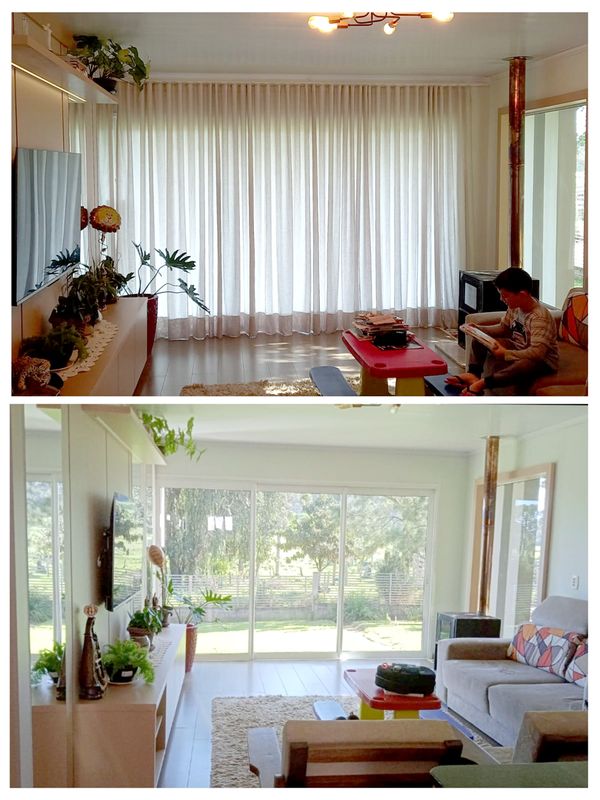 Para Trilho Simples - 400cm x 240cm - Linho Gaze Areia com Forro de Microfibra · Aline Aparecida