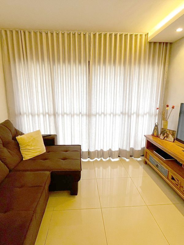 Para Trilho Simples: 321 cm x 254 cm - Linho Gaze Cinza com Forro de Microfibra · Gabriel de Barros