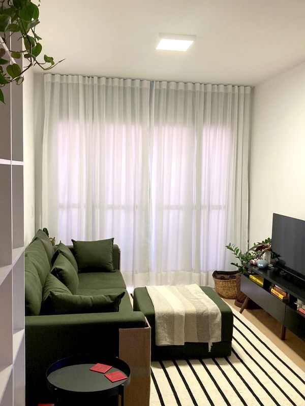 Para Trilho Simples: 250 cm x 250 cm - Linho Gaze Branco com Forro Blackout Gelo · Juliana