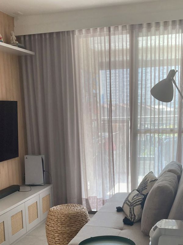 Para Trilho Simples: 130 cm x 260 cm - Linho Gaze Gaze Off White com Forro Blackout Gelo · Gabriela Nociti