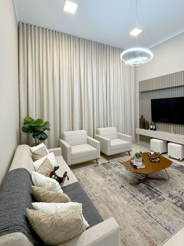 Para Trilho Duplo - 450cm x 397cm - Linho Gaze Areia com Painel Blackout Marfim · Gabriel