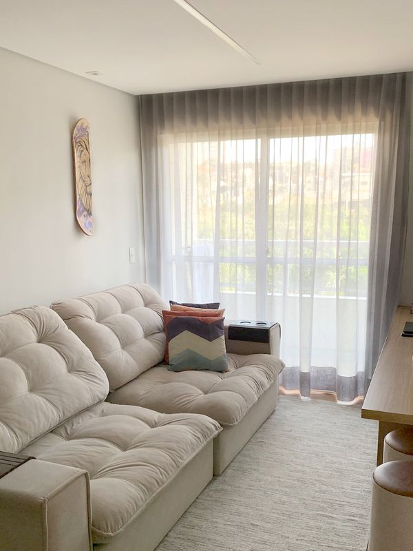 Para Trilho Simples: 220 cm x 250 cm - Linho Gaze Cinza (sem forro) · Rafaella Guarriero