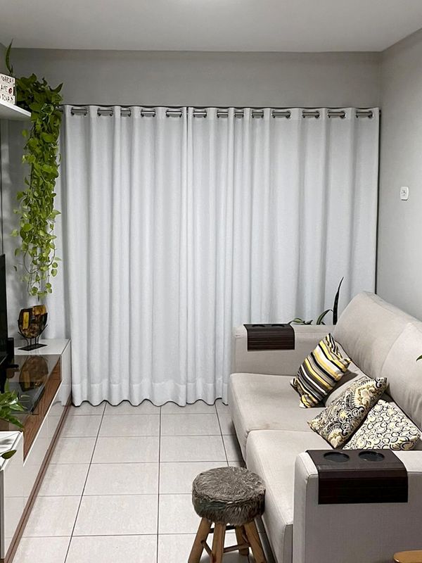 Cortina de Ilhós - 250cm x 212cm - Glam Branco com Microfibra Branca · Carlos Alberto
