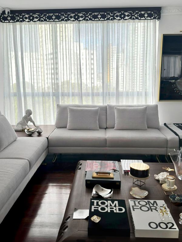Para Trilho Simples - 290cm x 282cm - Linho Gaze Branco sem Forro · Taiana Nobre