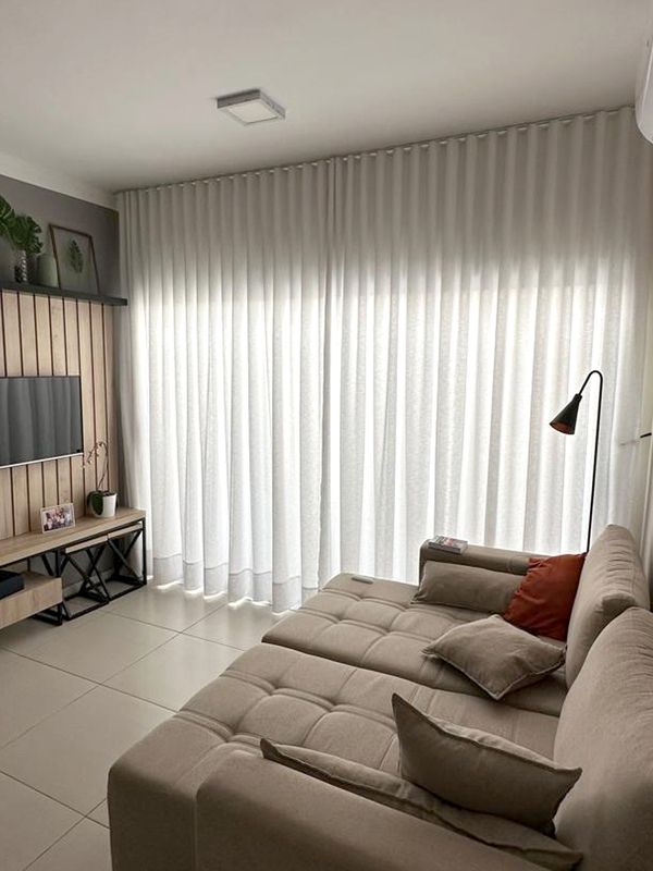 Para Trilho Simples - 342cm x 277cm - Glam Branco com Microfibra Branca · Camilla da Costa