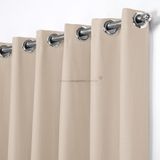 Cortina de Linho Gaze Areia com Forro Blackout Marfim de Ilhós para Varão