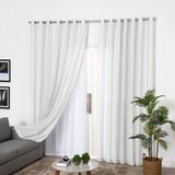 Cortina de Linho Gaze Branco com Forro de Ilhós para Varão