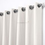 Cortina de Linho Gaze Off White com Forro Blackout Gelo de Ilhós para Varão