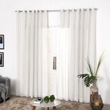 Cortina de Linho Gaze Off White de Ilhós para Varão