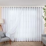 Cortina de Varão 1,50m de Linho Gaze Branco com Forro de Microfibra