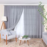 Cortina Prega Wave para Trilho Suíço de 1,50m Glam Titânio com Forro de Microfibra