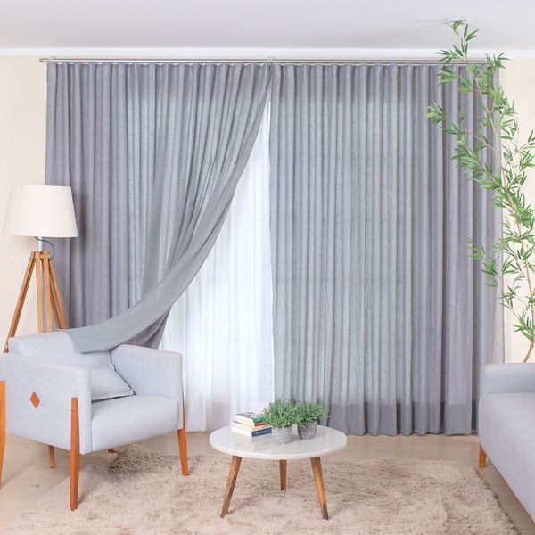 Cortina Prega Wave para Trilho Suíço de 1,50m Glam Titânio com Forro de Microfibra
