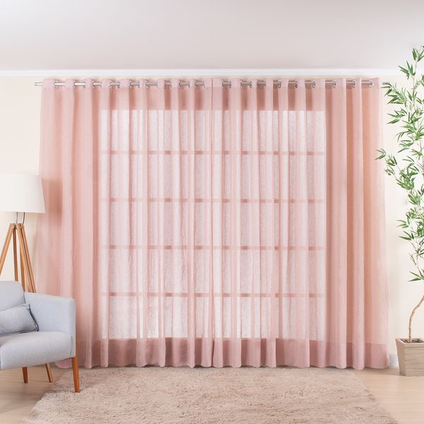 Cortina Sob Medida para Varão de 2,50m (5 metros de tecido) Tecido Glam Bali (rosa)