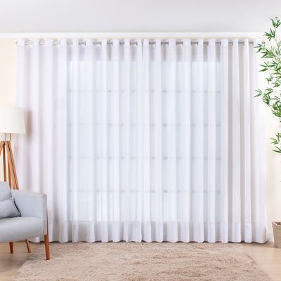 Cortina Sob Medida para Varão de 4,00m (8 metros de tecido) Tecido Glam Branco