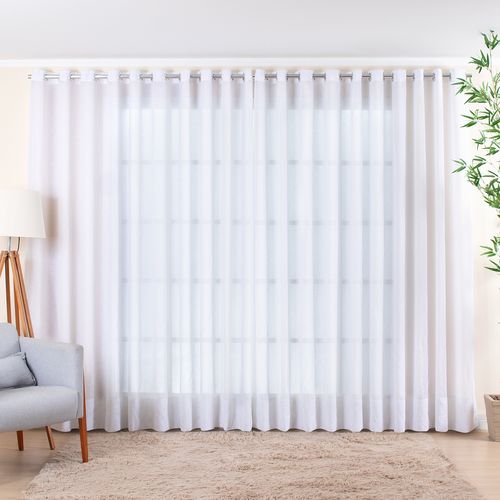 Cortina Sob Medida para Varão de 4,50m (9 metros de tecido) Tecido Glam Branco