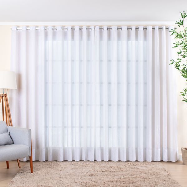 Cortina Sob Medida para Varão de 2,50m (5 metros de tecido) Tecido Glam Branco