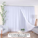 Tecido Linho Gaze na cor Branco com Forro Blackout Gelo