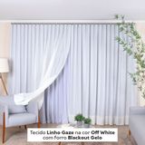 Tecido Linho Gaze na cor Off White com Forro Blackout Gelo