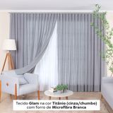 Tecido de Glam cor Titânio (cinza/chumbo) com Forro de Microfibra Branca