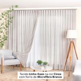 Tecido de Linho Gaze cor Cinza com Forro de Microfibra Branca