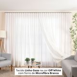 Tecido de Linho Gaze cor Off White com Forro de Microfibra Branca