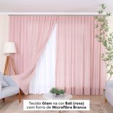 Tecido de Glam cor Bali (rosa) com Forro de Microfibra Branca