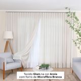 Tecido de Glam cor Areia com Forro de Microfibra Branca