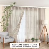 Tecido de Linho Gaze cor Areia com Forro de Microfibra Branca