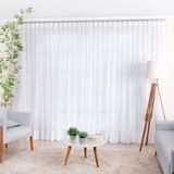 Cortina Wave para Trilho Suíço 1,50m de Linho Gaze Branco