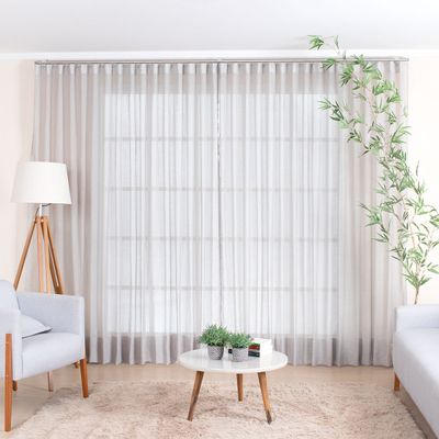 Cortina Wave para Trilho Suíço 3,00m de Linho Gaze Cinza