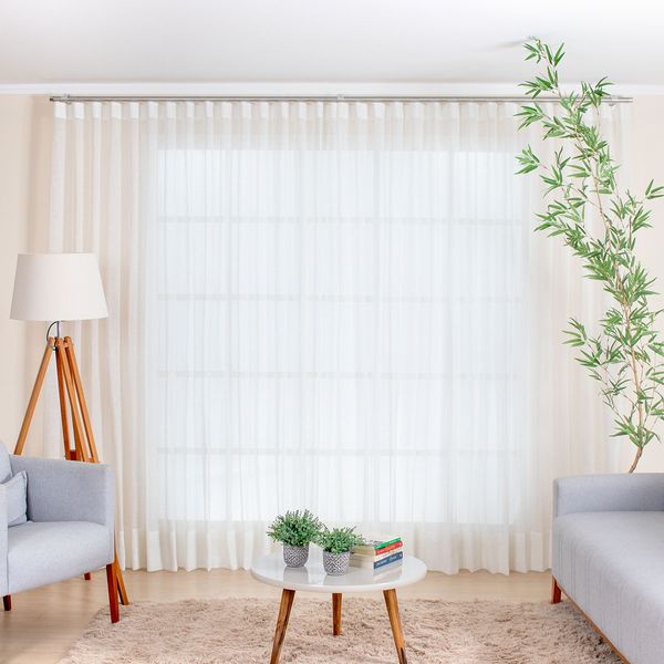 Cortina Wave para Trilho Suíço 1,50m de Linho Gaze Off White