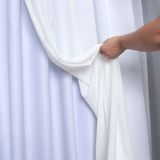 Cortina Wave para Trilho Suíço 1,50m de Linho Gaze Off White com Forro Blackout Gelo