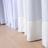 Cortina Wave para Trilho Suíço 1,50m de Linho Gaze Off White com Forro Blackout Gelo