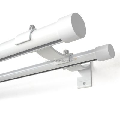 Trilho Suíço Max de Parede Duplo Branco 4,50m