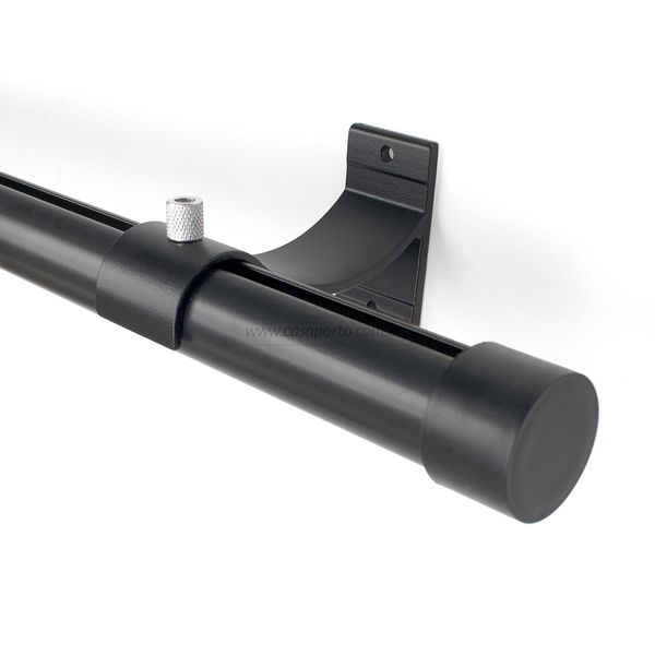 Trilho Suíço Max de Parede Simples Preto Fosco 1,50m