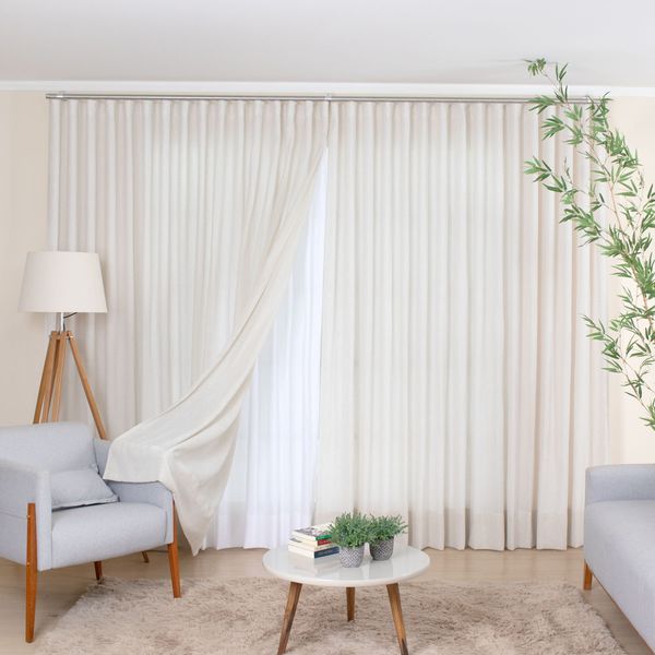 Cortina Wave de tecido Glam Areia cm Forro de Microfibra